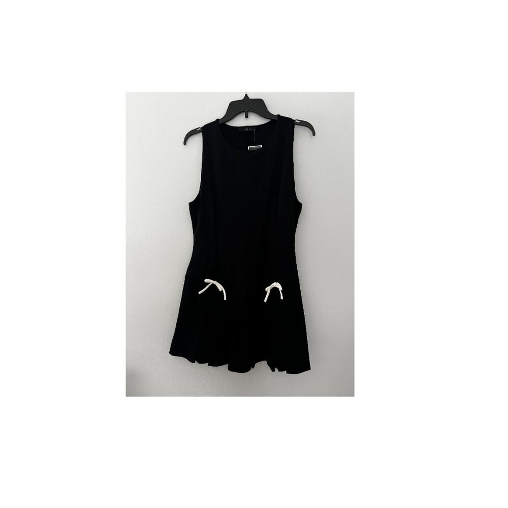 NEW Zara Black Sleeveless Mini Dress with White Tie Bows